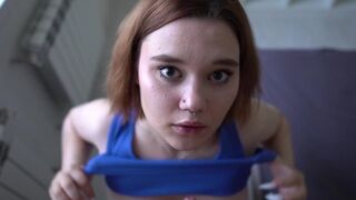 A nice girl with piercings makes a deepthroat blowjob