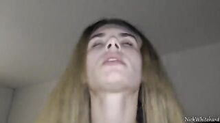 Pretty girl with pink lips has a small hole that’s dripping wet after sex