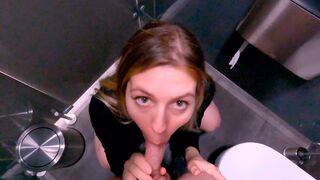 Busty blonde got banged in the mall toilet