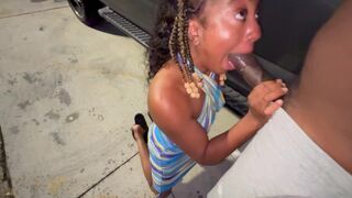 Married girl acts like a whore in the parking lot, getting fucked hard