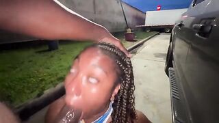 Married girl acts like a whore in the parking lot, getting fucked hard