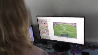 A girl was playing video games at home when a man came and fucked her