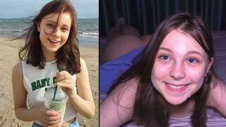 A cute girl is used as a cum dumpster on the beach