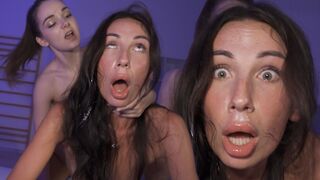 Submissive bimbo teen gets her brains and cervix pounded hard in an intense FFM threesome