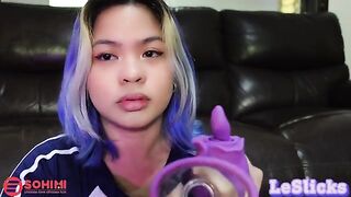 Playful Filipino girl masturbates her pussy with a rose-shaped vibrator