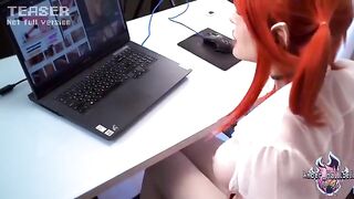 A redhead elf gets her private room to enjoy a fantasy with a powerful partner