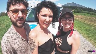 Two Italian girls fucked in the camper, a wild ride!