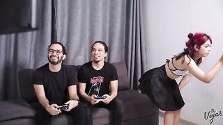 Skinny Latina Cindy Luna gets her pussy railed by two dicks