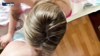 MILF stepmom with huge tits fucks her stepson and thanks him for breakfast