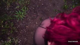 Bunch of cum in ass of Russian slut from forest