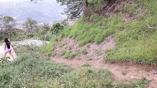 Latina MILF with huge ass spied on while running outdoors