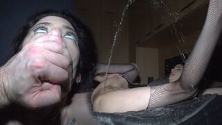 The girl has an extreme orgasm and she almost hits the ceiling