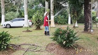 The gardener has sex with two horny friends in a steamy encounter