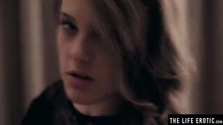 A girl with huge natural boobs makes milk flow from them