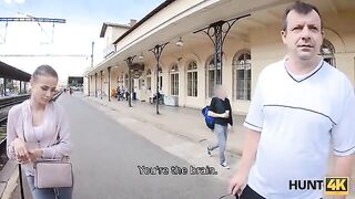 Hunter caught a girl on the train station and fucked her for cash
