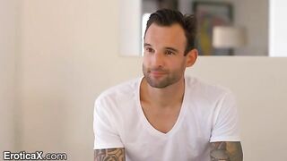 Tattooed Frenchman and hot Latina Eliza Ibarra are dancing on the bed