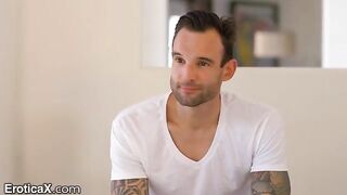 Tattooed Frenchman and hot Latina Eliza Ibarra are dancing on the bed