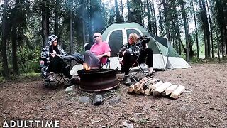 POV of two hot poly wives enjoying outdoor sex adventure