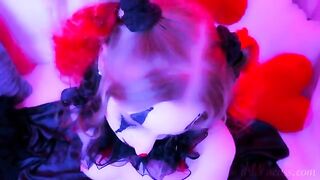 A kinky clown blowjob scene with a facial finish, exploring intense eye contact and costume play