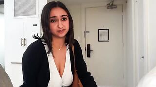 A girl is fucking her coworker in a hotel room thinking it’s hers