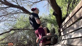 Busty girl almost caught giving a blowjob by the lake, exclusive content!