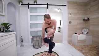 Stepbrother surprises petite brunette in bubble bath surprise