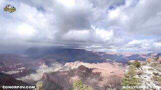 A hiking couple fucked on the cliff with amazing view