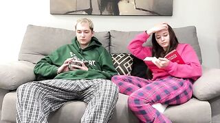 Stepbrother watched porn next to his sister, but she decided to help him