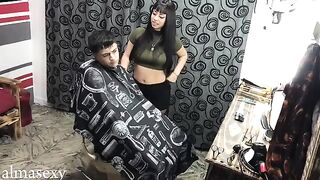 An Argentine girl got fucked in the barbershop by a guy with a big cock