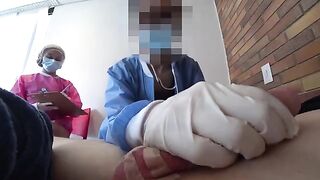 Two wild nurses are after my cock. Public Dick Flash