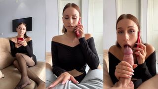 My boyfriend sent me to cheat! I told on the phone how I was fucked in the throat