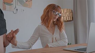 A sexy girl fucked by a guy during a Zoom meeting
