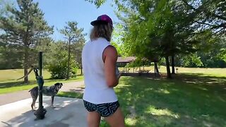 A man fucked his girlfriend at the lake with a beautiful view
