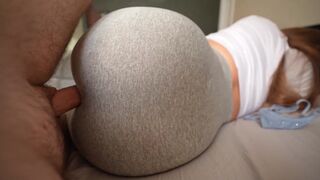 Pervert dude got fucked by his stepsis through a hole in her leggings