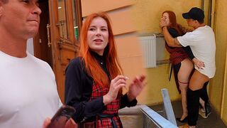Redhead busty beauty Luna Rishi gets banged hard