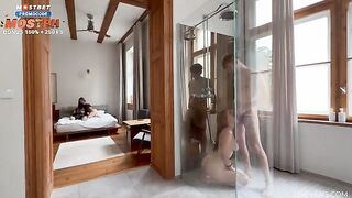 They saw their friends fucking in the shower and wanted to join