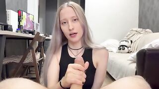 A cute silver-haired girl got a lot of cum in her pussy. Creampie POV style