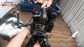 Behind the scene with a beautiful blonde and rough sex
