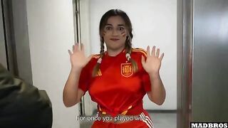 A Spanish supporter got her ass smashed in the parking lot after the match