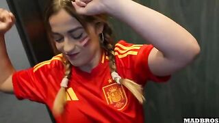 A Spanish supporter got her ass smashed in the parking lot after the match