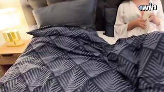 A hot step mom is sharing a bed with her stepson