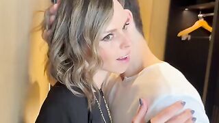 A wife is having fun with two guys at the same time