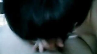 Drunk brunette woke her husband making a blowjob