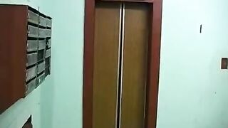 A girl tried to get some money from her brother on the balcony