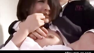 Asian brother forcibly engages in intimate act with his sister in a prank