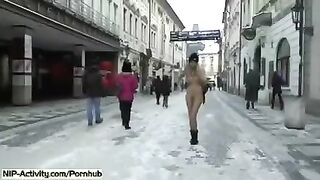 Student became an erotic model and showed her boobs and ass on the street