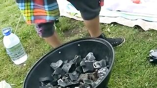 Outdoor sex of young Russian students in a group, featuring eponer action