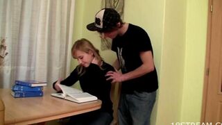 The girl gave her brother a blowjob and got intimate