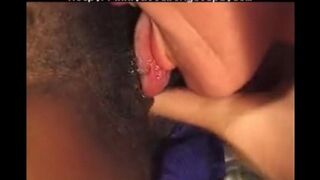 An ebony young lady is having fun with an older man