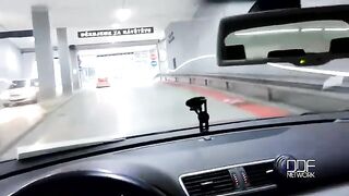 Girl sucks dick of a guy who is driving the car in POV style